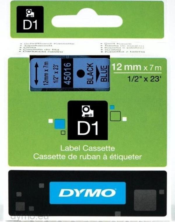 Dymo D1 Şerit Standart 12 Mm x 7 Metre Mavi Üzerine Siyah Şerit - Image 1