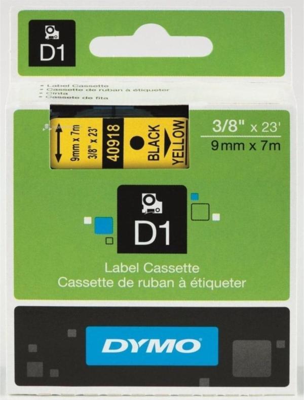 Dymo D1 Şerit Standart 9 Mm x7 Metre Sarı Üzerine Siyah 40918 S0720730 - Image 1