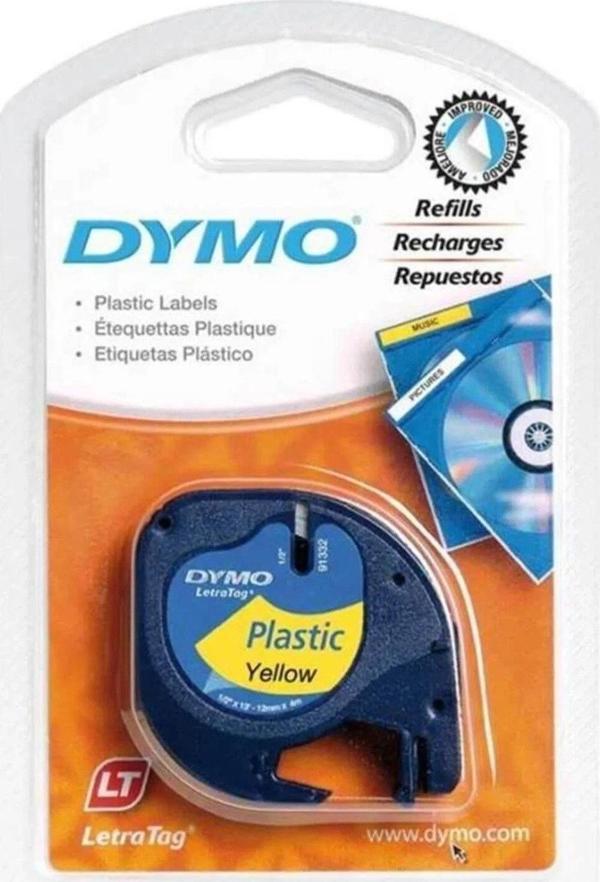 Dymo Letratag Şerit Plastik 12 MM x 4 Metre Sarı Plastik Şerit (10 Adet) - Image 1