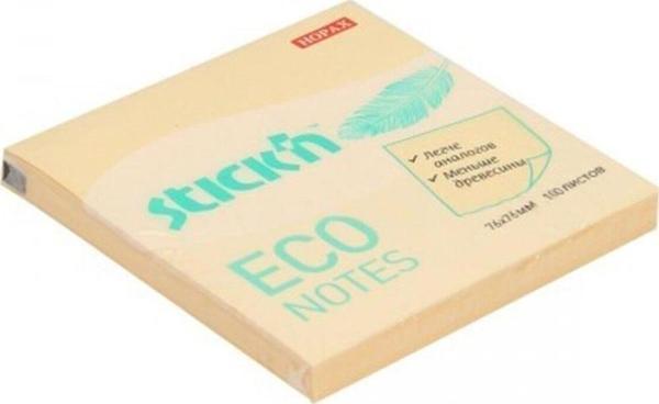 Hopax Stıckn Yapışkanlı Not Kağıdı 100 Yaprak 76 x 76 Eco Pastel Sarı (12 Adet) - Image 1