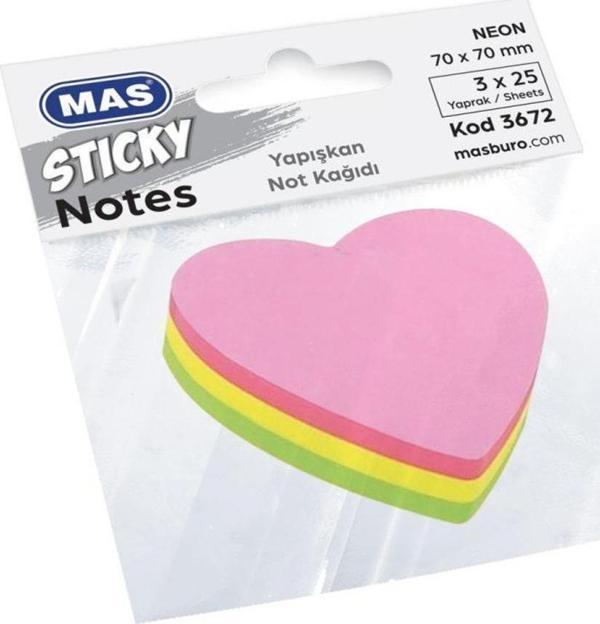 Mas Yapışkanlı Not Kağıdı 75 Sayfa Kalp Şekilli Yapışkanlı Not Kağıdı - Image 1