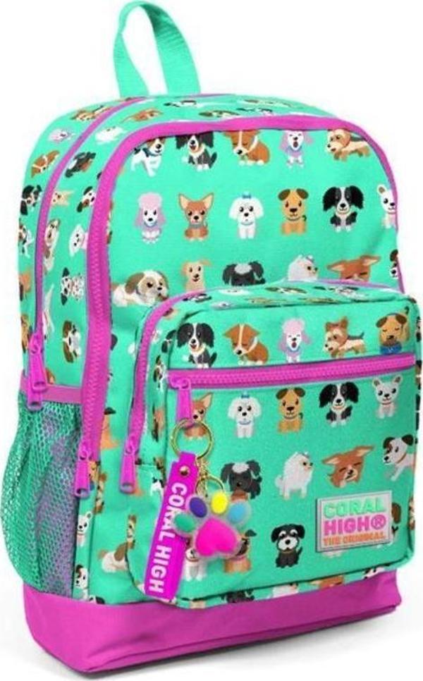 Coral High Su Yeşili Köpek Desenli Okul Sırt Çantası 23465 - Image 1