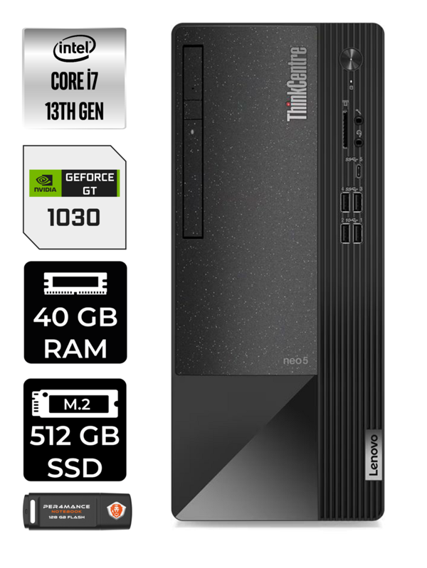 Lenovo Neo 50T i7 13700 40GB RAM 512GB SSD GT1030/4GB FDOS 12JD0008TR MASAÜSTÜ PC & PER4 BELLEK - Image 1