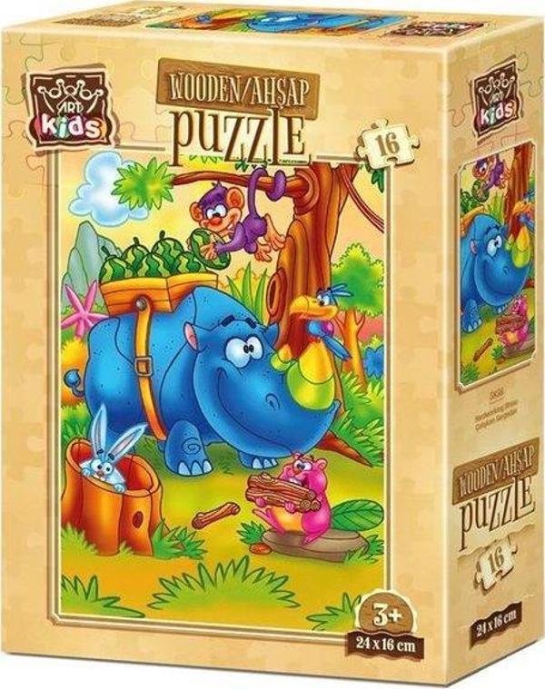 Art Kids Çalışkan Gergedan 16 Parça Ahşap Puzzle 5856 - Image 1