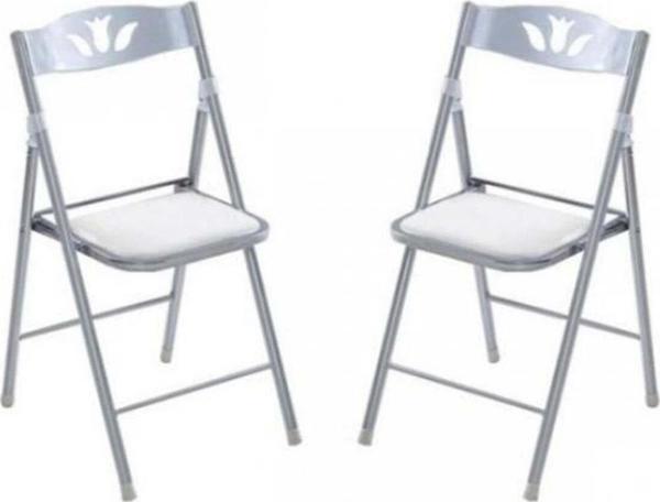 Eportatif Katlanır Mutfak Sandalyesi Kırma Koltuk Beyaz 2 Adet 1054 - Image 1
