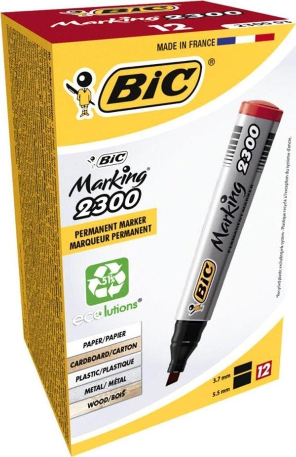 Bic Markör Permanent Kesik Uçlu Kırmızı (12 Li Paket) - Image 1