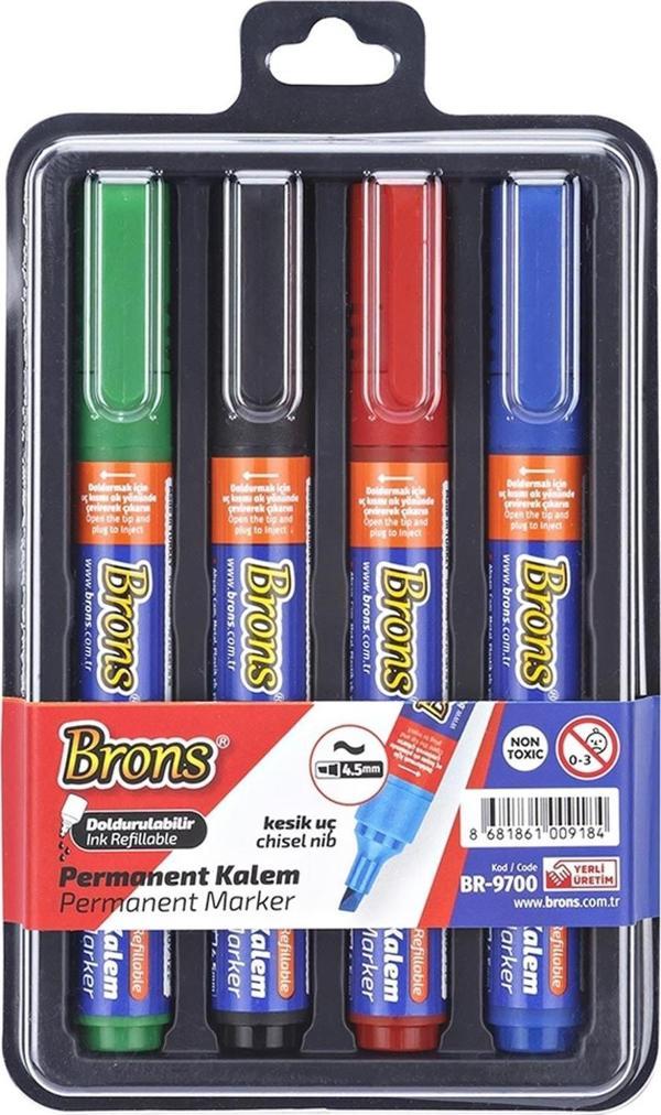 Brons Doldurulabilir Kesik Uçlu Permanent Kalem 4'lü Set - Image 1
