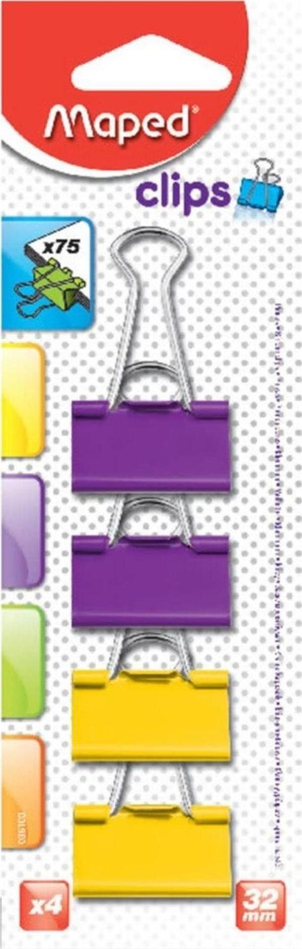 Maped Kıskaç (Klips) Metal 32 MM 4 Lü Renk - Image 1