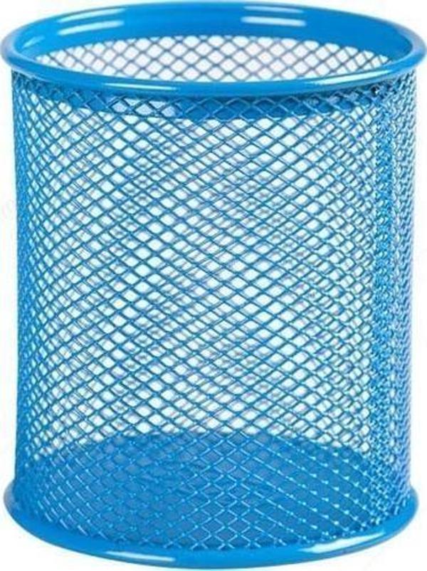 Mas Kalemlik Metal Perforeli Silindir Mavi Kalemlik - Image 1