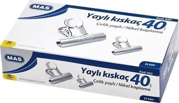 Mas Kıskaç (Klips) Yaylı Metal 40 MM (24 Lü Paket) - Image 1