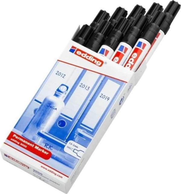 Edding Markör Permanent Yuvarlak Uçlu 1.5-3 MM Siyah (10 Lu Paket) - Image 1