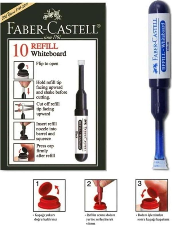 Faber-Castell Beyaz Tahta Kalemi Mürekkep Refili Mavi (10 Lu Kutu) - Image 1