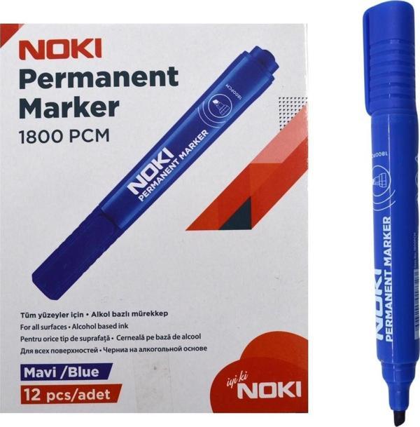 Noki Permanent Markör Kesik Uçlu Koli Kalemi Mavi (12 Li Paket) - Image 1
