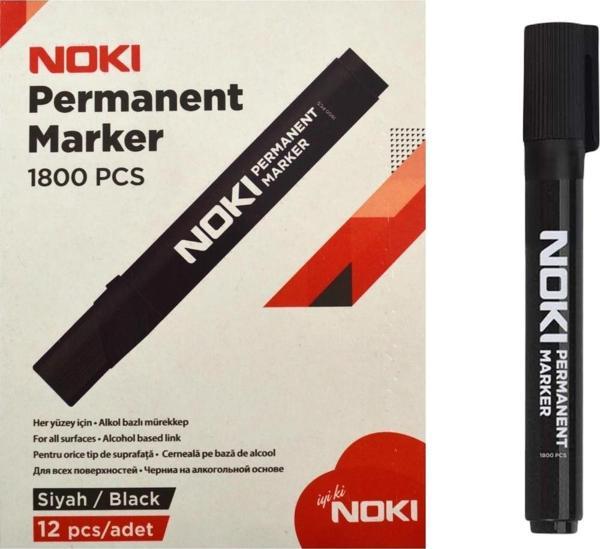 Noki Permanent Markör Kesik Uçlu Koli Kalemi Siyah (12 Li Paket) - Image 1