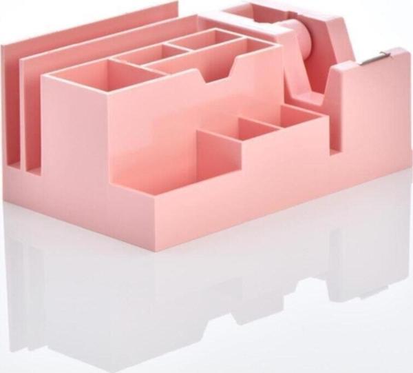 Ops Masa Seti Kalemlik Bant Makinelı Plastik Pastel Pembe Masa Üstü Organizer - Image 1