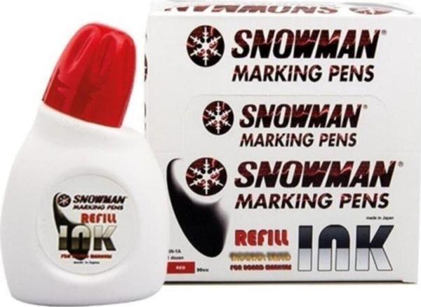 Snowman Beyaz Tahta Kalemi Mürekkebi 30 Cc Kırmızı (12 Li Paket) - Image 1