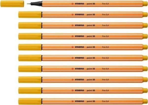 Stabilo İnce Keçe Uçlu Kalem 88 Point 0.4 MM Köri Sarısı Fineliner Kalem (10 Lu Paket) - Image 1
