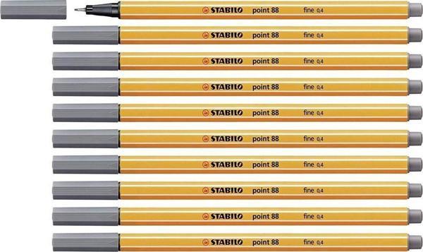 Stabilo İnce Keçe Uçlu Kalem 88 Point 0.4 MM Koyu Gri Fineliner Kalem (10 Lu Paket) - Image 1