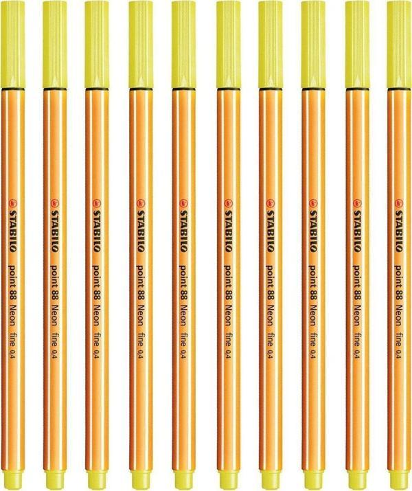 Stabilo İnce Keçe Uçlu Kalem 88 Point 0.4 MM Limon Sarısı Fineliner Kalem (10 Lu Paket) - Image 1