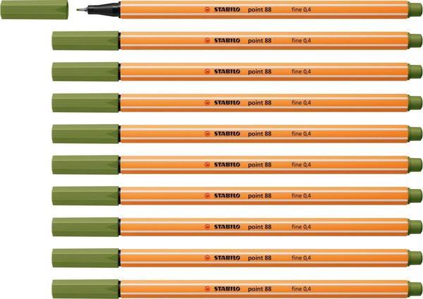 Stabilo İnce Keçe Uçlu Kalem 88 Point 0.4 MM Yosun Yeşili Fineliner Kalem (10 Lu Paket) - Image 1