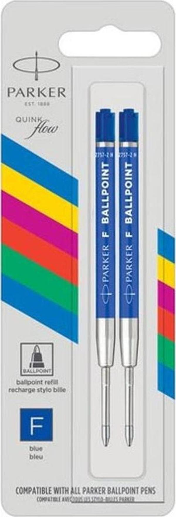 Parker Ekonomik Tükenmez Refill F Uç Mavi Tükenmez Kalem Yedeği 2 Li Paket - Image 1