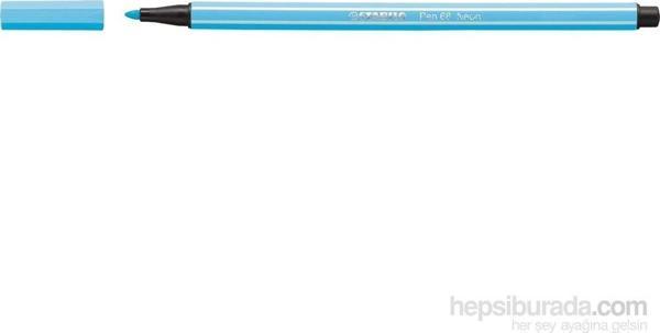 Stabilo Keçe Uçlu Boya Kalemi 1 Mm Kalın Uçlu Fosforlu Mavi 68/031 (10 Lu Paket) - Image 1