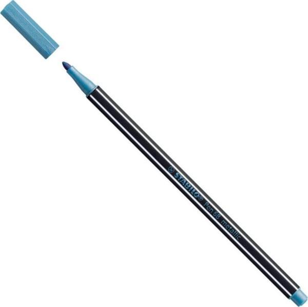 Stabilo Keçe Uçlu Boya Kalemi 1 Mm Metalik Mavi (10 Lu Paket) - Image 1