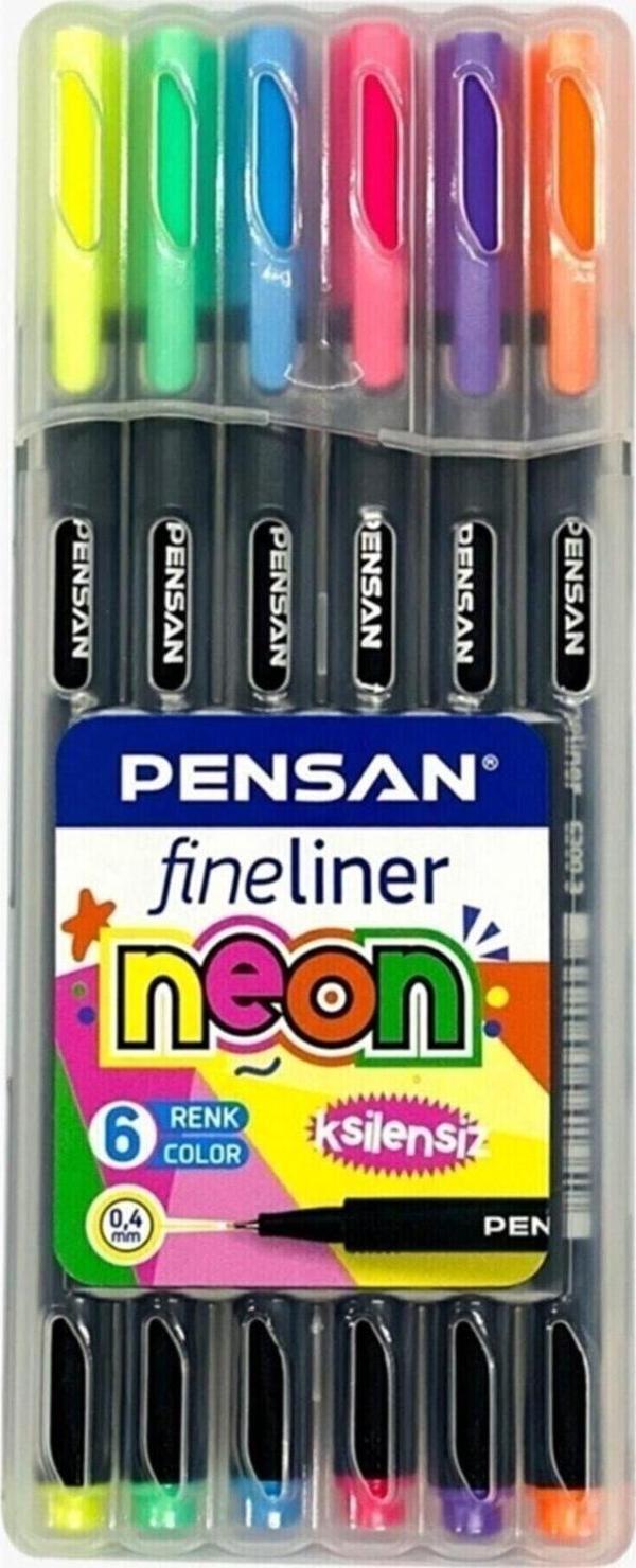 Pensan Fineliner 0.4 Mm Keçe Uçlu Kalem Neon Renkler 6 Lı Set - Image 1