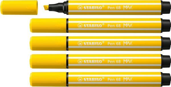 Stabilo Keçe Uçlu Kalem 68 Max Limon Sarısı Keçe Uçlu İşaretleme Kalemi (5 Li Paket) - Image 1