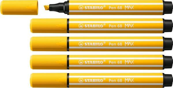 Stabilo Keçe Uçlu Kalem 68 Max Sarı Keçe Uçlu İşaretleme Kalemi (5 Li Paket) - Image 1