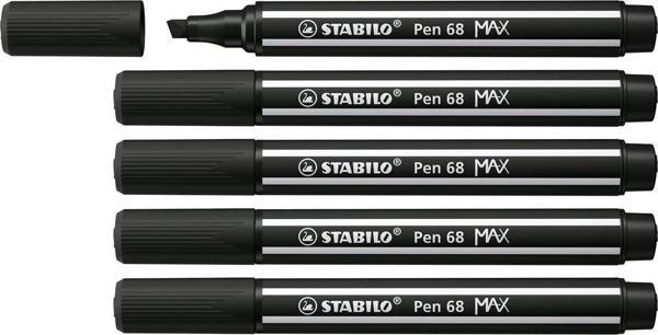 Stabilo Keçe Uçlu Kalem 68 Max Siyah Keçe Uçlu İşaretleme Kalemi (5 Li Paket) - Image 1
