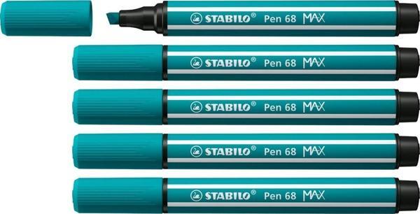 Stabilo Keçe Uçlu Kalem 68 Max Turkuaz Mavi Keçe Uçlu İşaretleme Kalemi (5 Li Paket) - Image 1