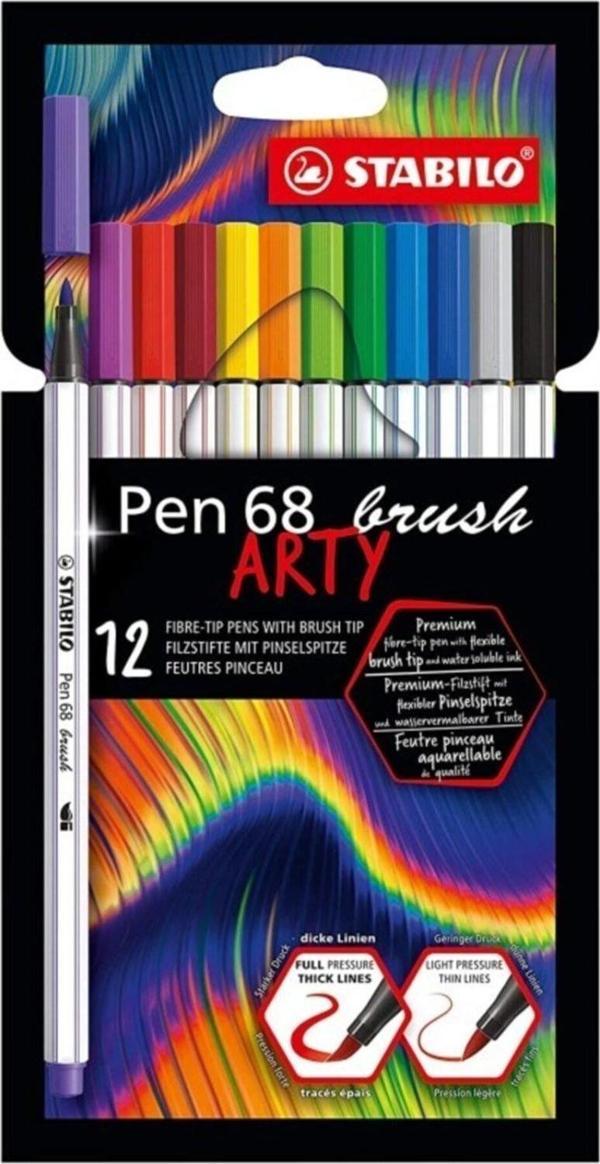Stabilo Pen 68 Brush Arty Fırça Uçlu Keçeli Kalem Seti 12'li - Image 1