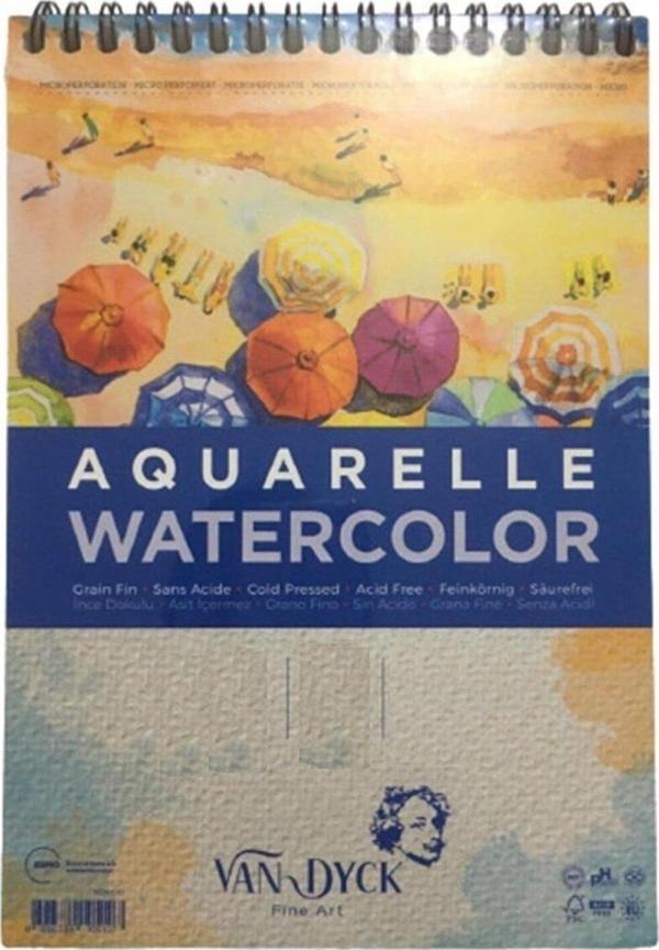 Van Dyck Aquacal İnce Dokulu Cldpres A3 Üstten Spiralli 15 Yaprak Sulu Boya Bloğu - Image 1