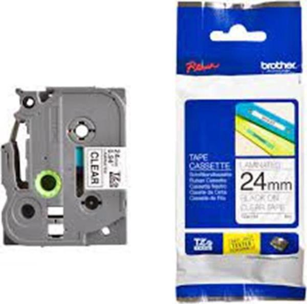 Brother TZE-151 24 mm Şeffaf Üzerine Siyah Laminasyon Etiket - Image 1