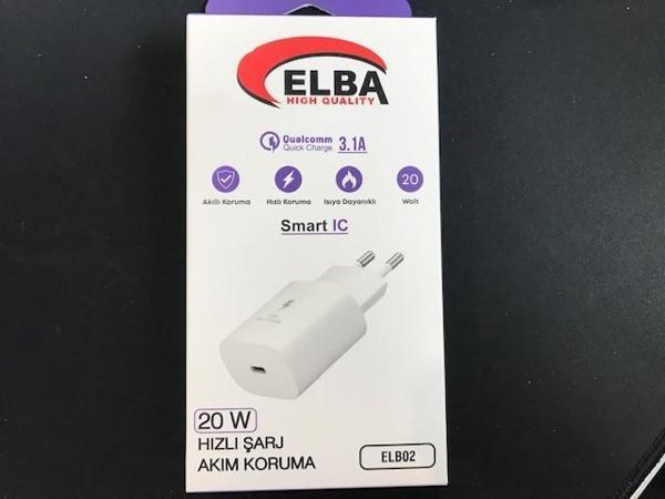 Elba ELB02-20WPD Beyaz 20W USB-C Şarj Kafa PD 3.0-QC4.0(Akıllı Koruma-Hızlı Şarj-Isıya Dayanıklı) - Image 1