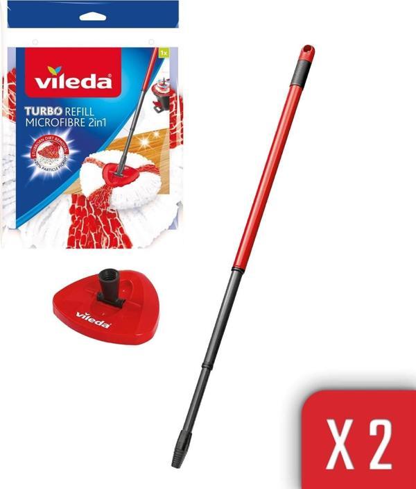 Vileda Turbo Sap + Classic Üçgen Başlık + 2'li TURBO 2 IN 1 YEDEK PASPAS - Image 1