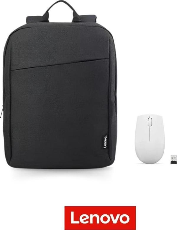 Lenovo B210 GX40Q17225 Siyah 15.6" Laptop Sırt Çantası &Lenovo 300 GY51L15677 Optik Kablosuz Beyaz Mouse - Image 1