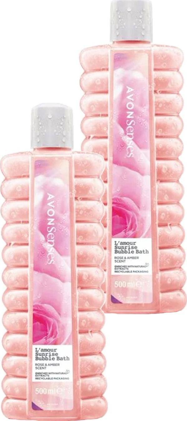 Avon L'Amour Sunrise Gül ve Kehribar Kokulu Banyo Köpüğü 500 Ml. İkili Set - Image 1