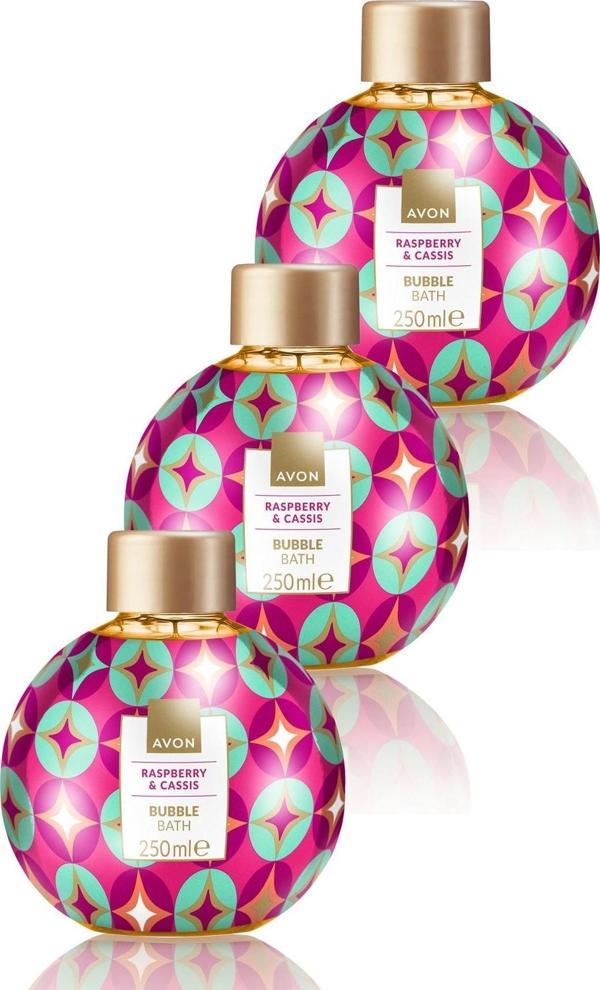 Avon Raspberry Cassis Ahududu ve Frenk Üzümü Kokulu Banyo Köpüğü 250 Ml. Üçlü Set - Image 1