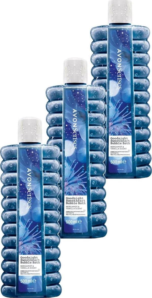 Avon Senses Goodnight Sweetheart Bergamot ve Vanilya Kokulu Banyo Köpüğü 500 Ml. Üçlü Set - Image 1