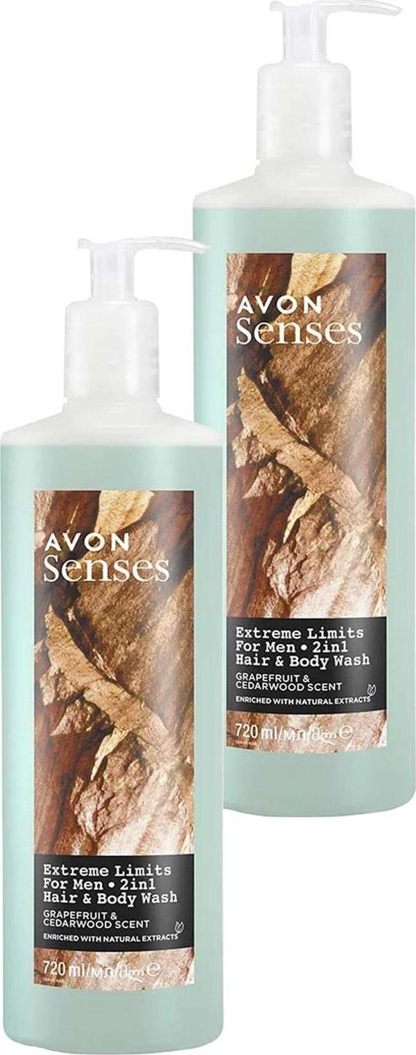 Avon Extreme Limits Greyfurt ve Sandal Kokulu Saç ve Vücut için Erkek Duş Jeli 720 Ml. İkili Set - Image 1