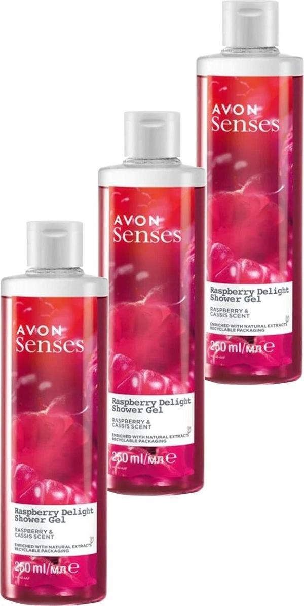 Avon Raspberry Delight Frambuaz ve Frenk Üzümü Kokulu Duş Jeli 250 Ml. Üçlü Set - Image 1