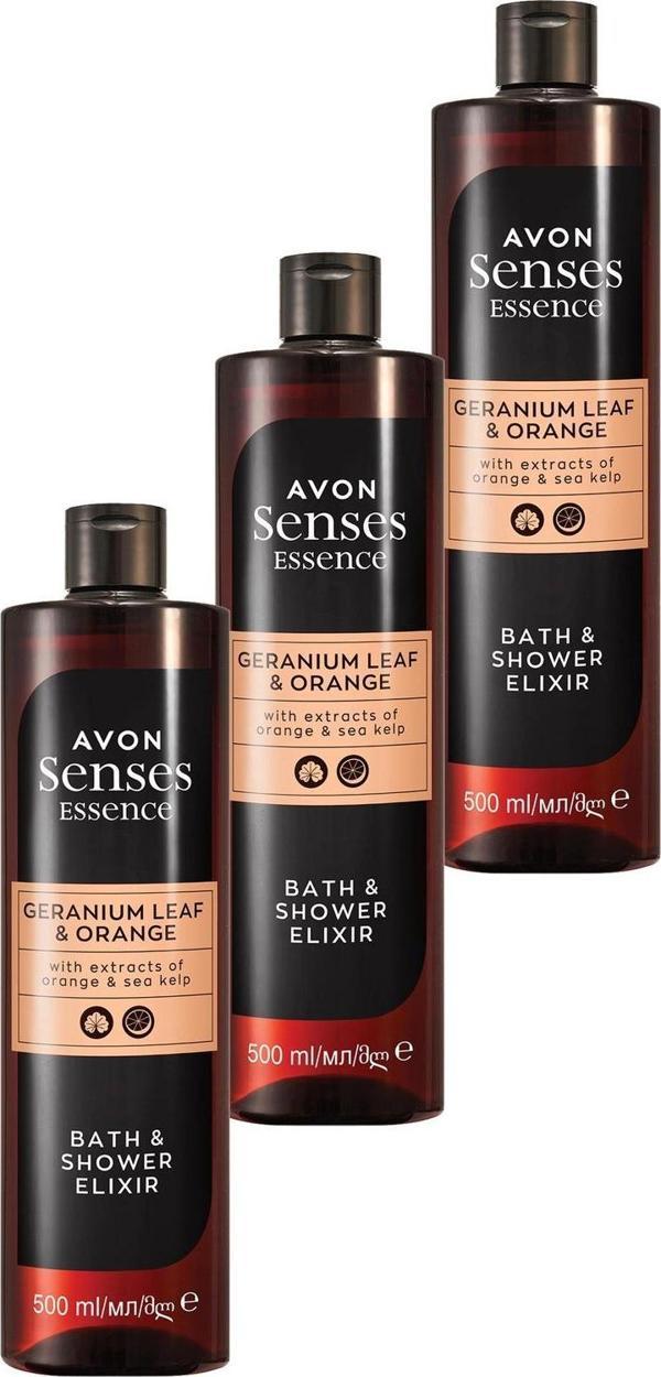 Avon Senses Essence Sardunya Yaprağı ve Partakal Kokulu Duş Jeli 500 Ml. Üçlü Set - Image 1