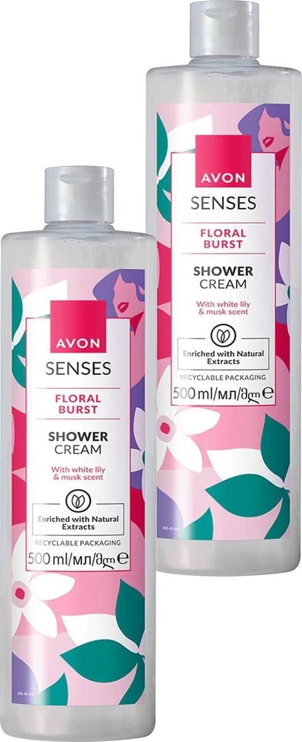 Avon Senses Floral Burst Zambak ve Misk Kokulu Duş Kremi 500 Ml. İkili Set - Image 1