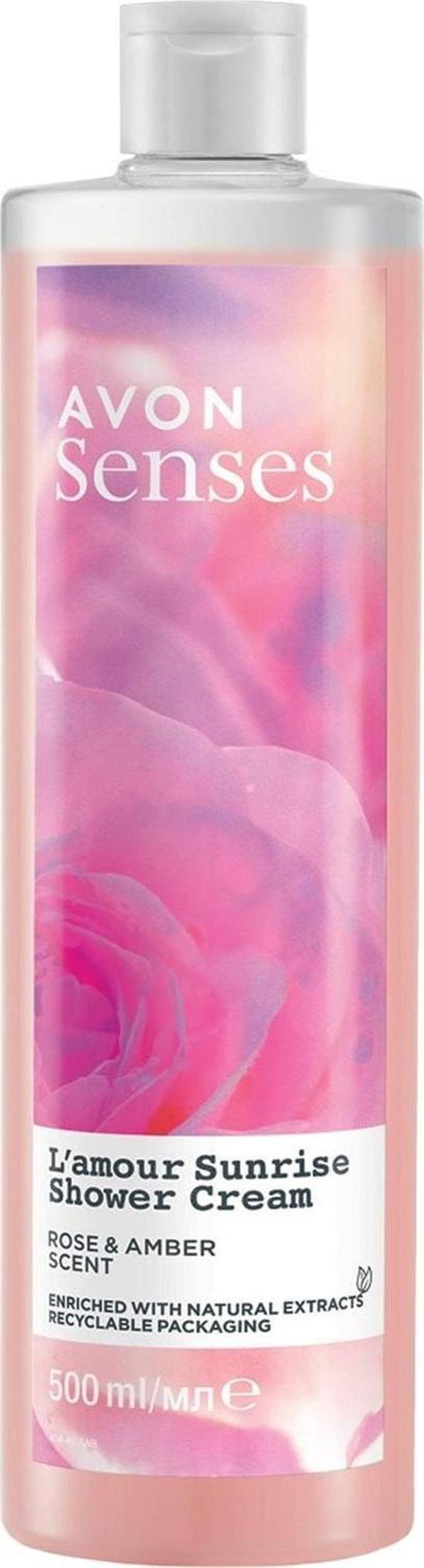 Avon Senses L'amour Sunrise Gül ve Amber Kokulu Krem Duş Jeli 500 Ml. - Image 1