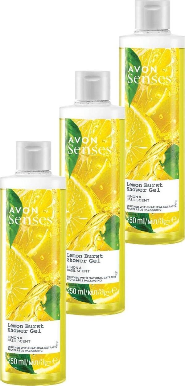 Avon Senses Lemon Burst Limon ve Reyhan Kokulu Duş Jeli 250 Ml. Üçlü Set - Image 1