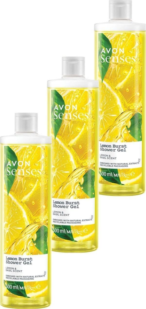 Avon Senses Lemon Burst Limon ve Reyhan Kokulu Duş Jeli 500 Ml. Üçlü Set - Image 1