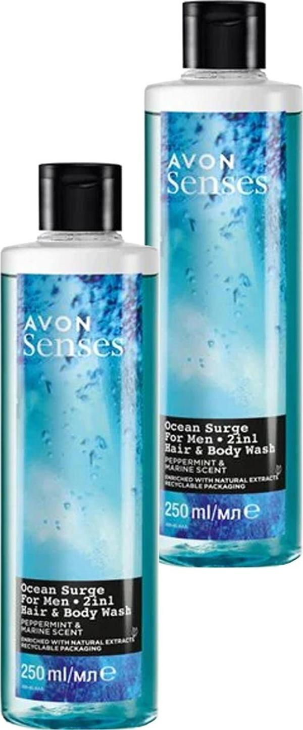 Avon Senses Ocean Surge Nane ve Deniz Kokulu Saç ve Vücut için Erkek Duş Jeli 250 Ml. İkili Set - Image 1