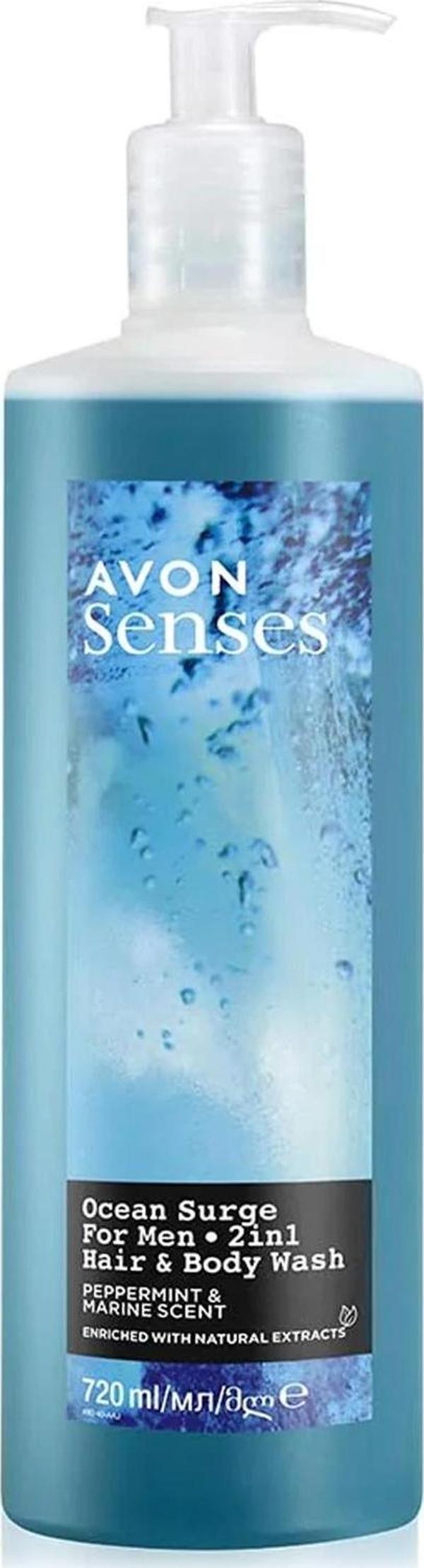 Avon Senses Ocean Surge Nane ve Deniz Kokulu Saç ve Vücut için Erkek Duş Jeli 720 Ml. - Image 1